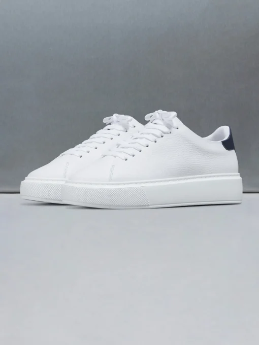 Basic Essential Leather Trainer - White Navy