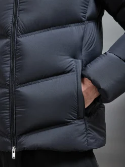 Chevron Puffer Jacket - Black