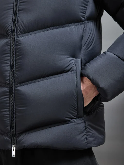 Chevron Puffer Jacket - Black