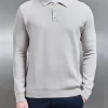 Chunky Knitted Polo Shirt - Stone