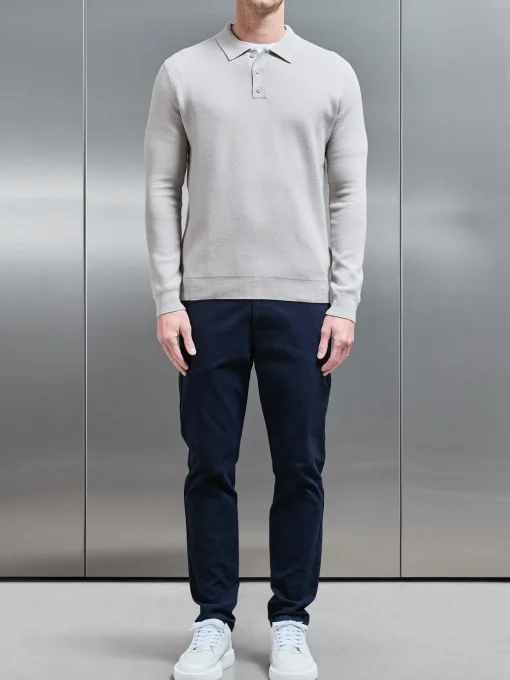 Chunky Knitted Polo Shirt - Stone