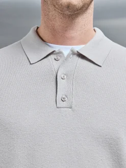 Chunky Knitted Polo Shirt - Stone