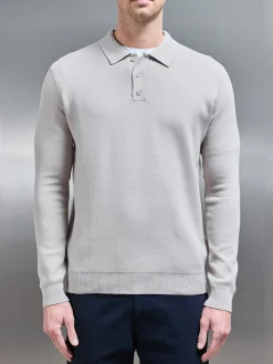 Chunky Knitted Polo Shirt - Stone