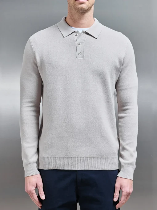 Chunky Knitted Polo Shirt - Stone