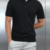 Cotton and Silk Polo Shirt - Black