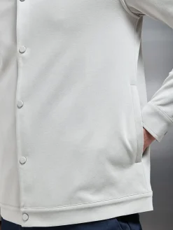 Cotton Jersey Popper Overshirt - Stone