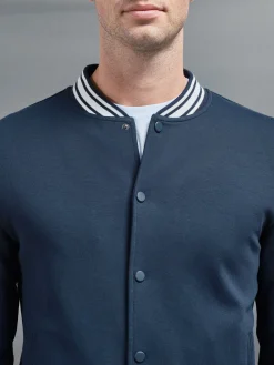 Cotton Jersey Varsity Jacket - Navy