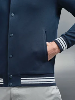 Cotton Jersey Varsity Jacket - Navy