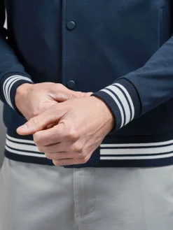 Cotton Jersey Varsity Jacket - Navy