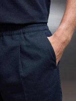 Cotton Linen Drawstring Short - Navy