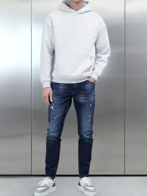 Distressed Denim Jeans - Dark Blue