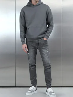Distressed Denim Jeans - Grey Wash