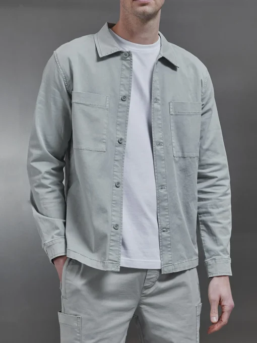 Garment Dye Overshirt - Stone