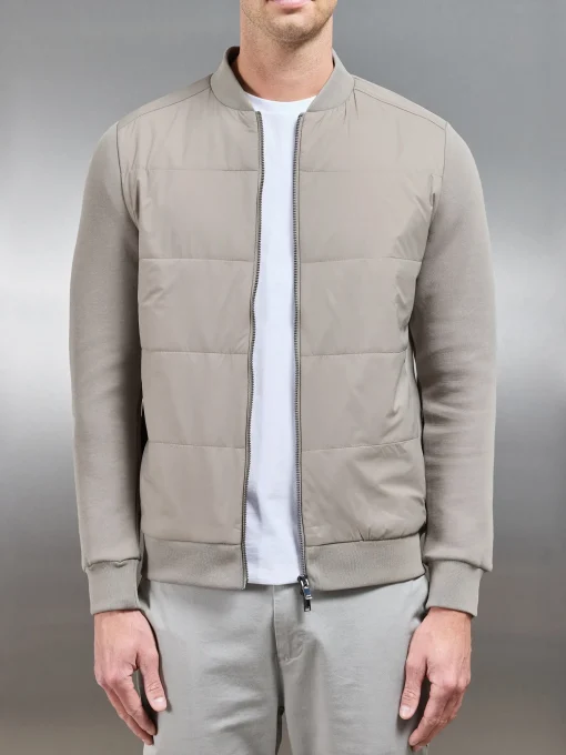 Hybrid Bomber Jacket - Taupe