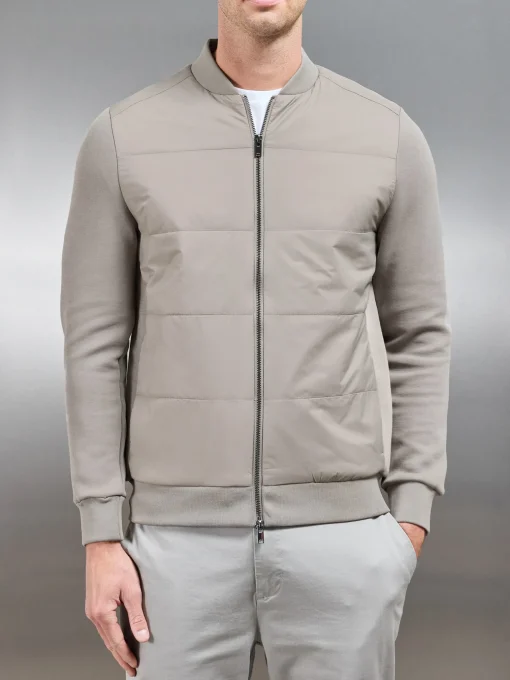 Hybrid Bomber Jacket - Taupe