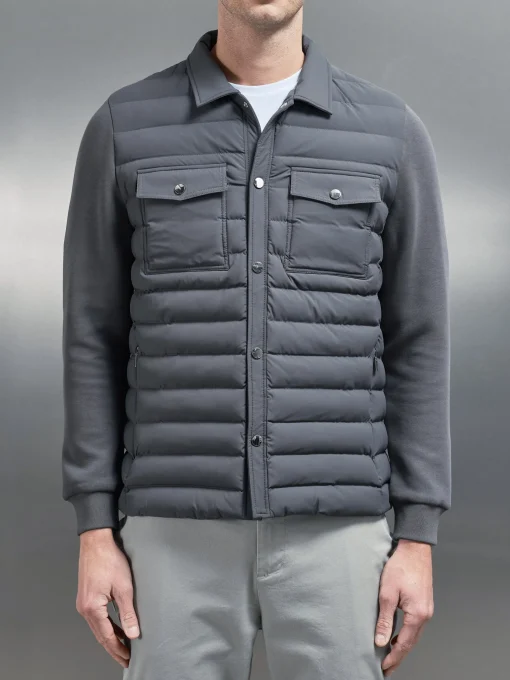 Hybrid Quilted Overshirt - Grey
