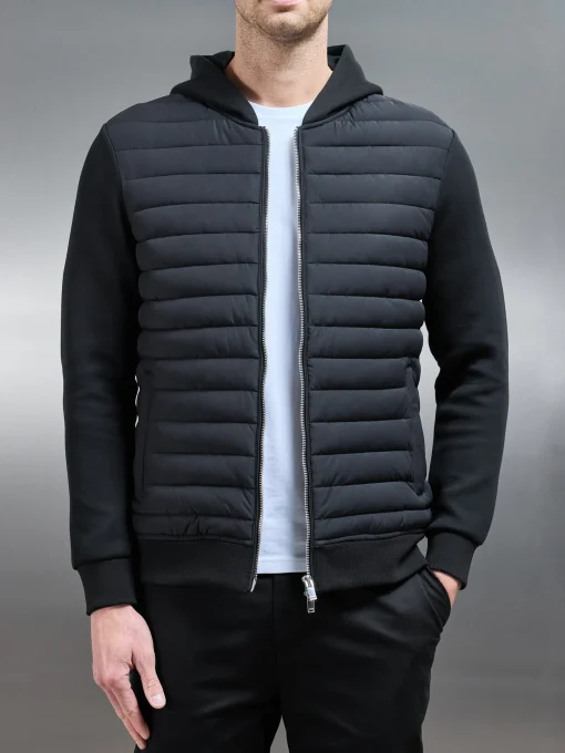 Hybrid Quilted Windbreaker - Black