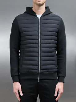 Hybrid Quilted Windbreaker - Black