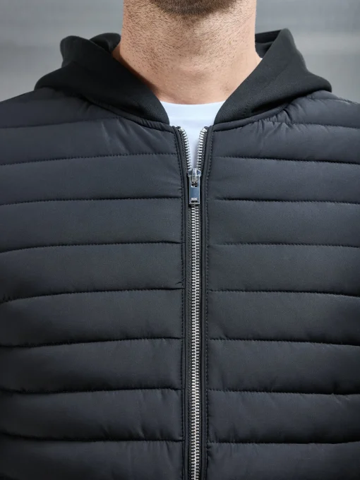Hybrid Quilted Windbreaker - Black