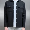 Interlock Jersey Pocket Popper Overshirt - Black