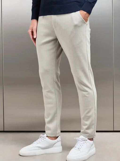 Knitted Tailored Chino Trouser - Stone