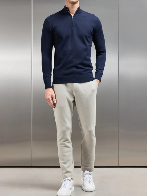 Knitted Tailored Chino Trouser - Stone