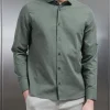 Linen Long Sleeve Cutaway Collar Shirt - Sage
