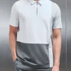 Luxe Colour Block Zip Polo Shirt - White