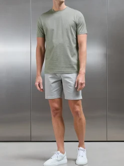 Mercerised Cotton Fine Stripe T-Shirt - Sage