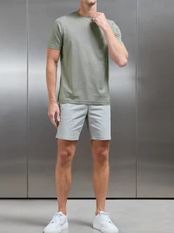 Mercerised Cotton Fine Stripe T-Shirt - Sage