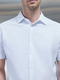 Mercerised Cotton Short Sleeve Shirt - White