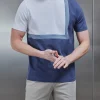Mercerised Interlock Colour Block T-Shirt - Steel Blue