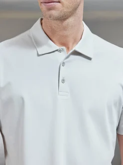 Mercerised Supima Cotton Button Polo Shirt - Mid Grey