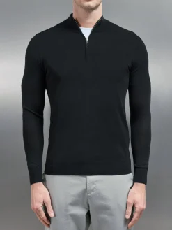 Merino Wool Funnel Neck - Black