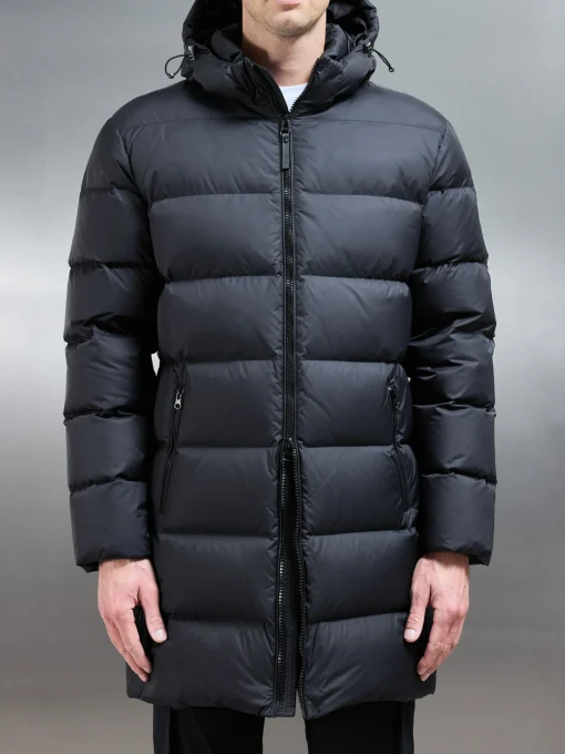 Mid Length Down Jacket - Midnight Black
