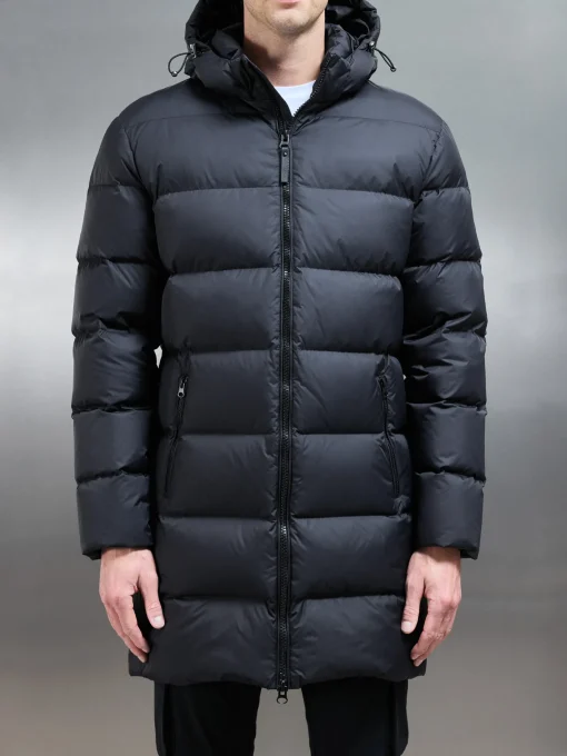 Mid Length Down Jacket - Midnight Black