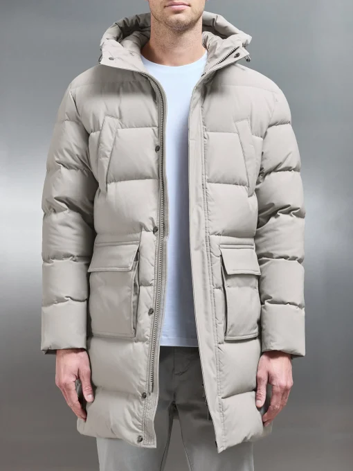 Mid Length Parka - Taupe