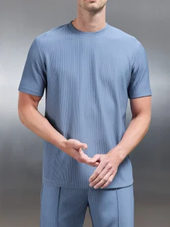 Pleated T-Shirt - Dove Blue