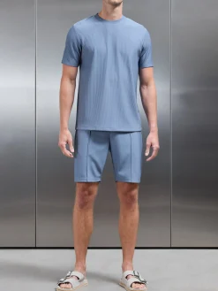 Pleated T-Shirt - Dove Blue