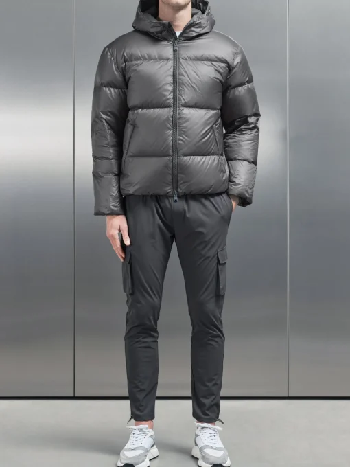Quilted Down Jacket - Grey