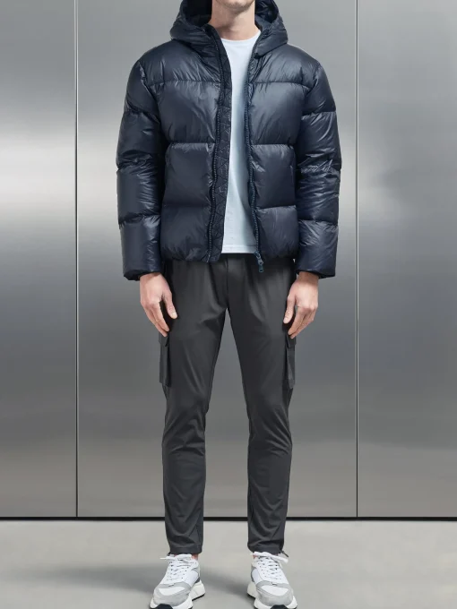 Quilted Down Jacket - Navy