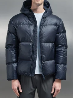 Quilted Down Jacket - Navy