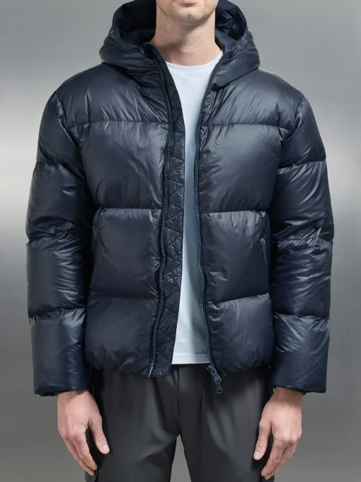 Quilted Down Jacket - Navy