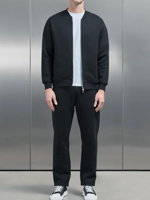 Relaxed Fit Bomber Jacket - Black