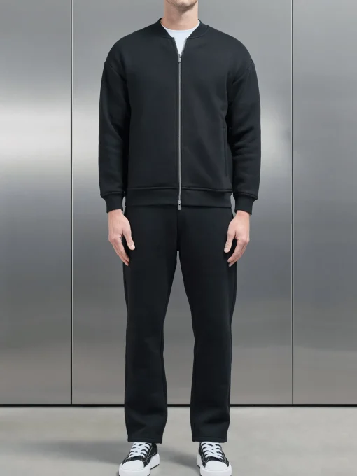 Relaxed Fit Bomber Jacket - Black