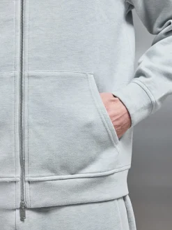 Relaxed Fit Knitted Zip Through Hoodie - Marl Grey