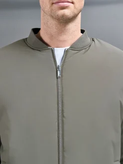 Relaxed Padded Reversible Bomber Jacket - Olive Navy