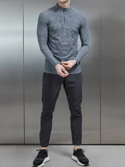 Seamless Performance Quarter Zip - Marl Grey