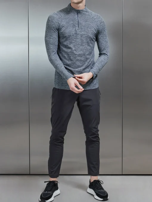 Seamless Performance Quarter Zip - Marl Grey