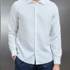 Seersucker Long Sleeve Cutaway Collar Shirt - White